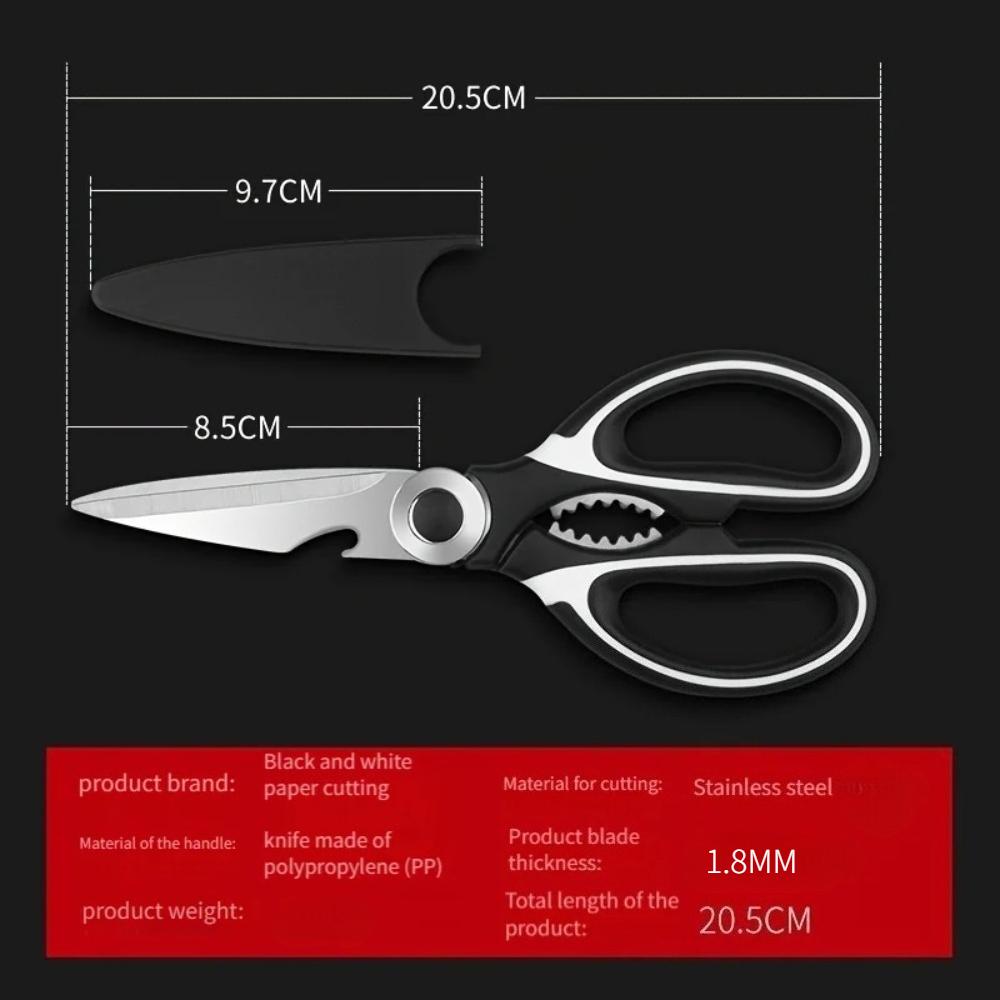 1PCS Multifunctional Kitchen Scissors Household Fish Cutting Meat Scissors Stainless Steel Scissors