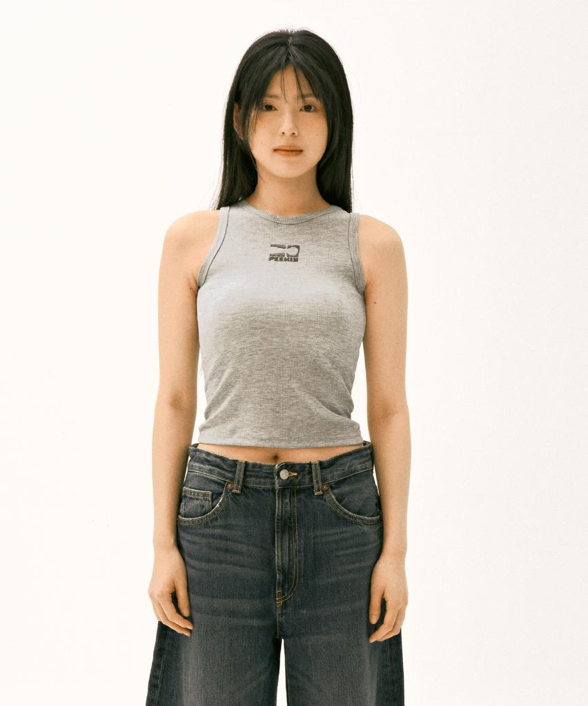 ANDAGAIN Logo Sleeveless Top / Long (Grey)