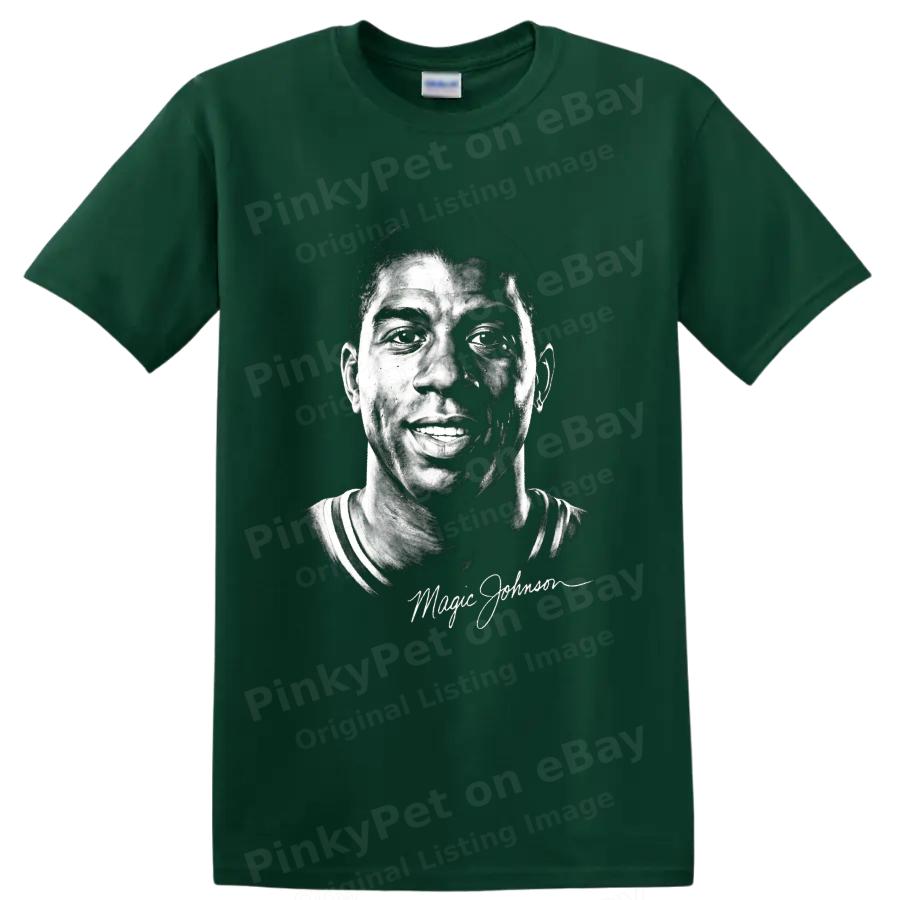 Magic Johnson Basketball T Shirt Los Angeles Number 32 Portrait Graphic Art Tee
