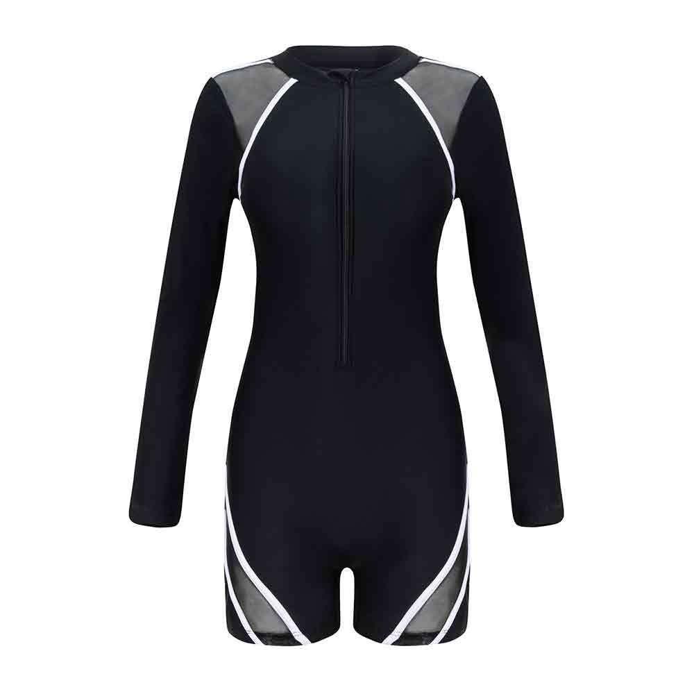 

Европейский и американский цельный купальник Женский длиннорукавный костюм для серфинга Молния Плоский угол Гидрокостюм Спортивный купальник Кружевная вставка S