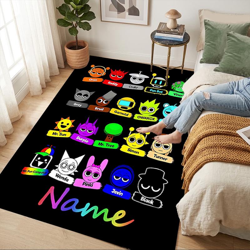 Custom Name Colorful Faces Living Room Non-Slip Area Rug Soft Carpet for Bedroom Kids Playroom Sofa Office Home Decor Doormat