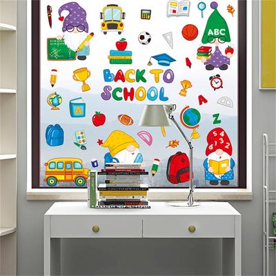 Adesivi statici per l'inizio della scuola, nani dei cartoni animati, decorazioni per finestre, adesivi per vetri di porte e finestre
