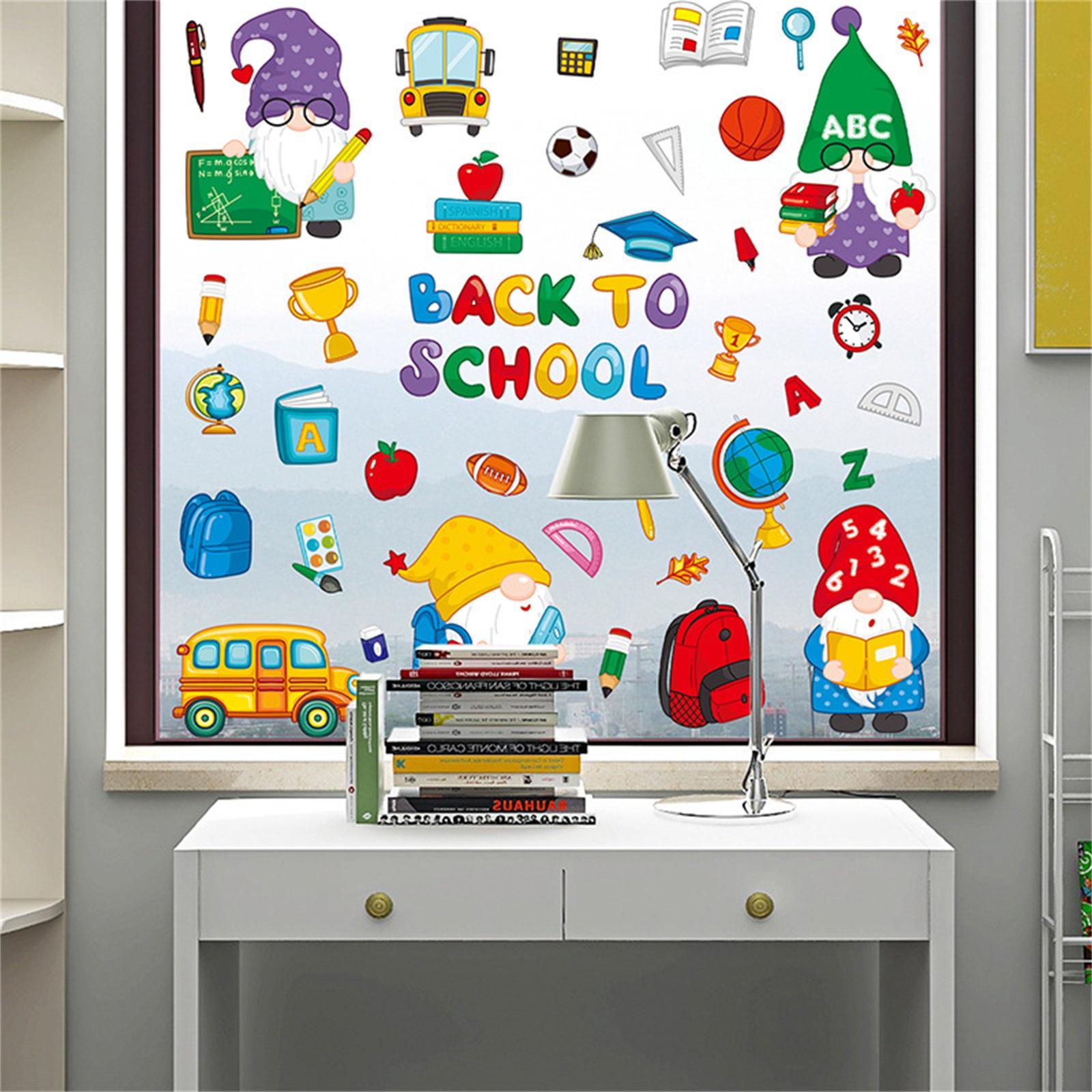 

Статичні наклейки для шкільного сезону, Мультяшні гноми, Декорації для вікон, Наклейки на скло дверей та вікон one size