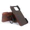 Foldable Bracket Stand Genuine Leather Phone Case For Iphone 16 Pro Max Iphone17 15 14 13 12 11 Kickstand Protective Back Shell