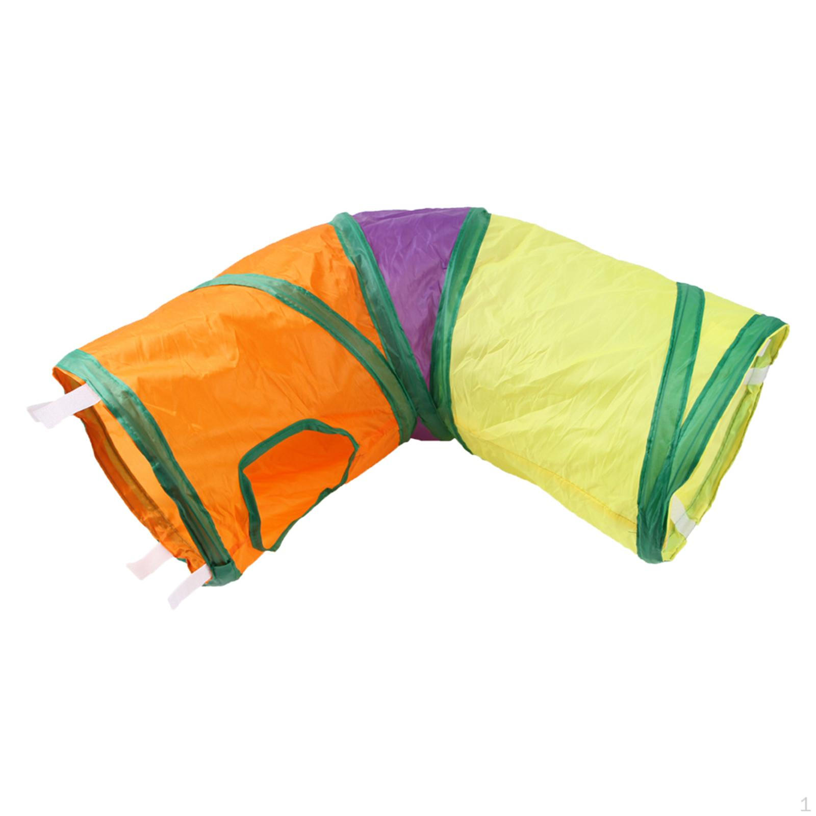 

with 2 Entrances Pet Cat Tunnel Tube Toy Foldable L Shaped Rainbow Color Bed House Flexible Tent