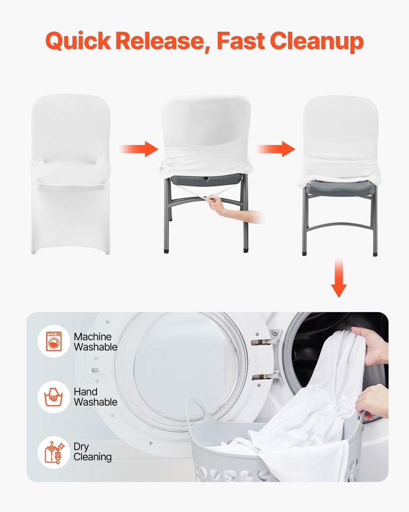 30 Pcs White Chair Covers, Polyester Spandex Chair Cover, Stretch Slipcovers for Wedding Party Dining Banquet Flat-Front Chair Covers, Fits Chair