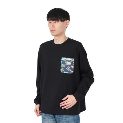 Camiseta de manga larga con cuello redondo Young Street PM0898 M Aloha [Columbia] para hombre, Negra,