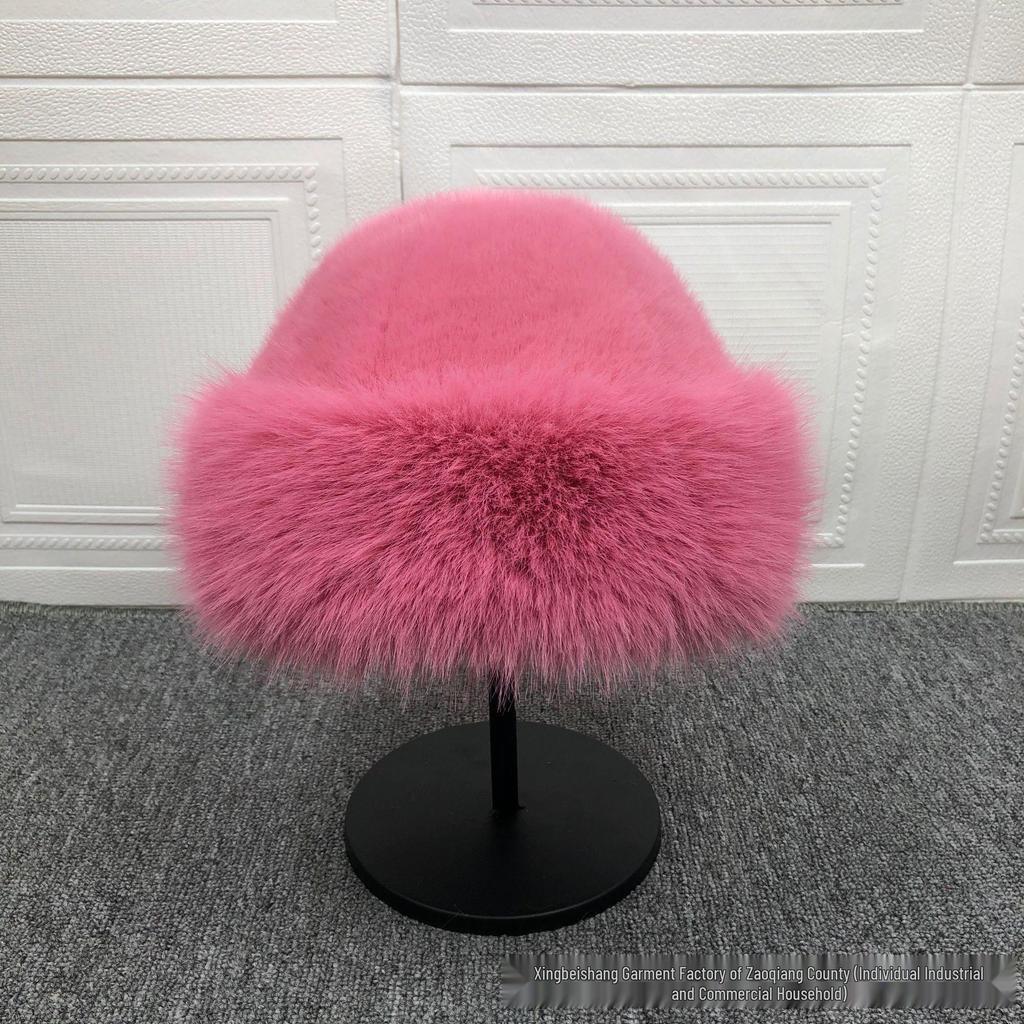 Women's Faux Mink Fur Mongolian Bucket Hat - Thick, Warm, Fashionable for Autumn & Winter, Small Face Effect
