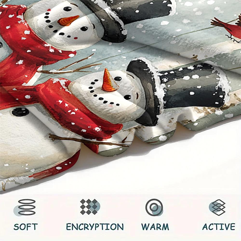 Snowmen Print Flannel Blanket, High Quality Comfortable for All Seasons, Home Decor, Warmth and Comfort, Perfect for Christmas Gifts