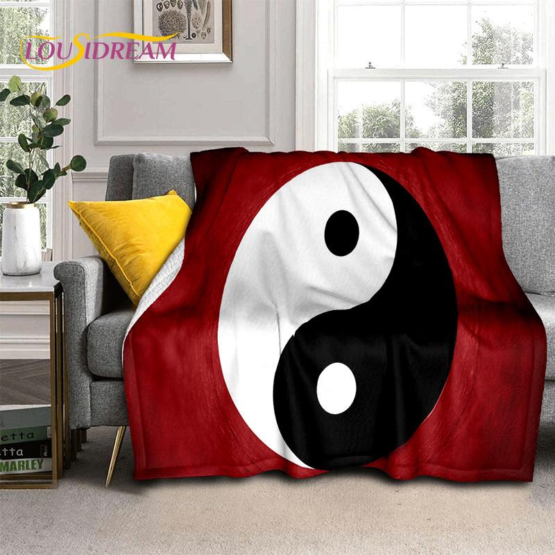Chinese Bagua Yin Yang 3D Tai Chi Deken, Zachte Worpdeken voor Thuis Slaapkamer Bed Sofa Picknick Reizen Kantoor Dekbed Kinderen