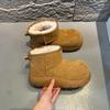 Foam sole leather toe snow boots women's new winter thickened cotton shoes warm short boots