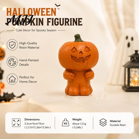 Seasonal Home Decorations Halloween Patchwork Ghost/Pumpkin Man Statue Ornament, Resin Creative Desktop Figurine, Unique Holiday Gifts Cute Sculpture