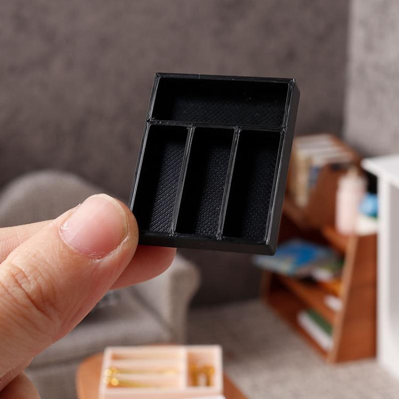 5Pcs 1/12 Dollhouse Tableware Sundries Storage Tray Table Drawer Storage Case Dressing Desk Jewelry Stationery Organizer