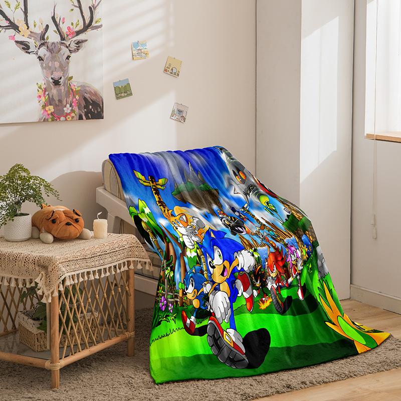 Riman Sonic Series Flannel Fleece Blanket 3D Printed Sofa Blanket Thickened Blanket