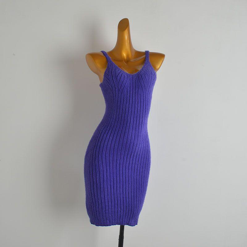 

Spring & Fall New Arrival Pure Color Soft Glutinous Anti-Mink Velvet Knitting Vest Suspender Skirt Women s Clothing Silm Slim Looking Sheath Dress Picture color One size