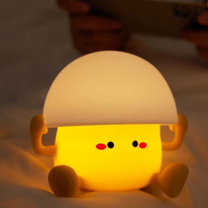 Cute Night Light Egg Yolk Lamp Mushroom Lamp Creative Desktop Decoration USB Charging Indoor Children Night Light Birthday Gift