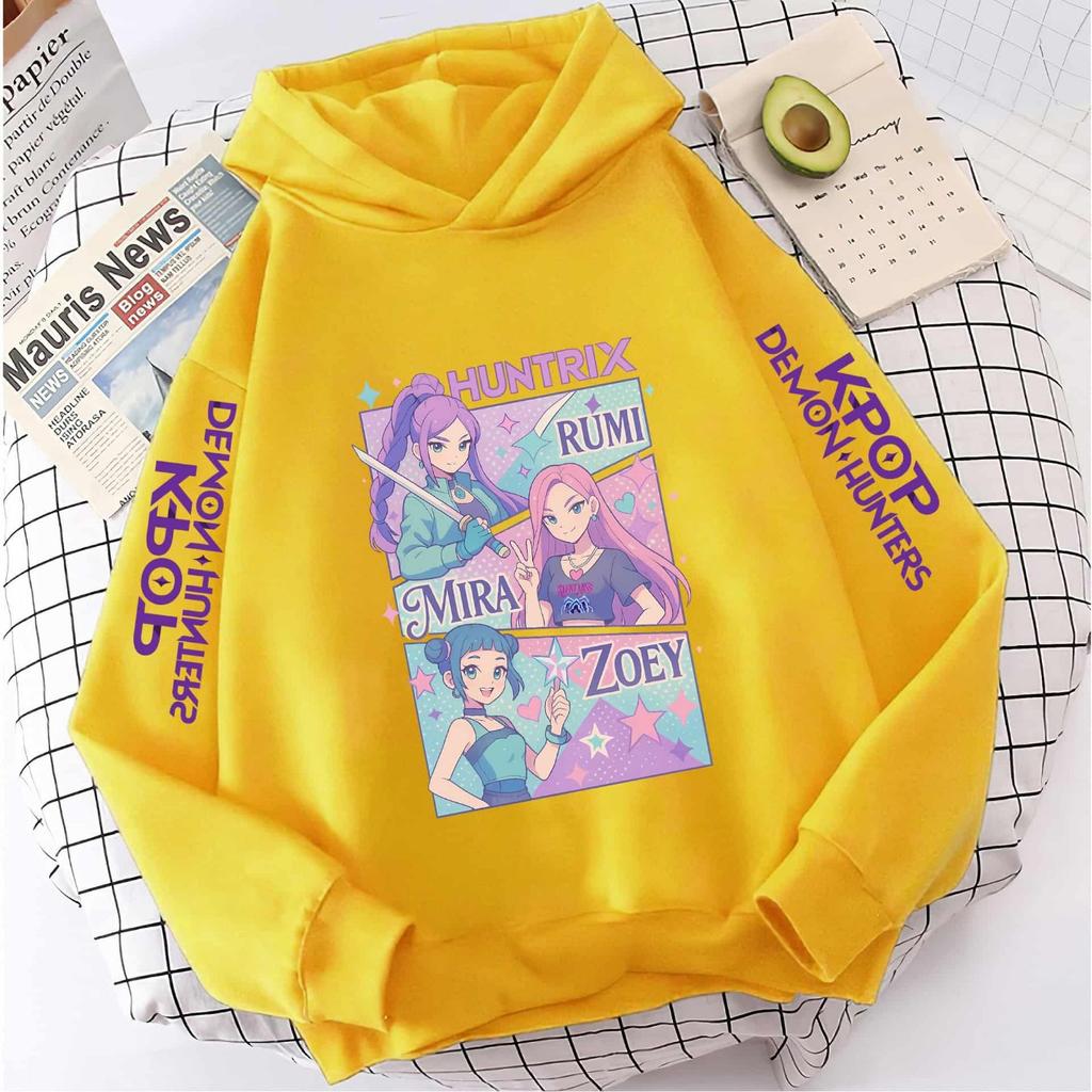 KPop Demon Girls Fashion Casual Sweatshirt Movie New Kids K-Pop Demon Hunters Hooded Tops Toddler Girl Clothes Hunters Hoodie