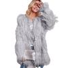 Crew Neck Imitation Fur Fashion Women's Medium and Long Coat Mao Mao Coat Looks Thin