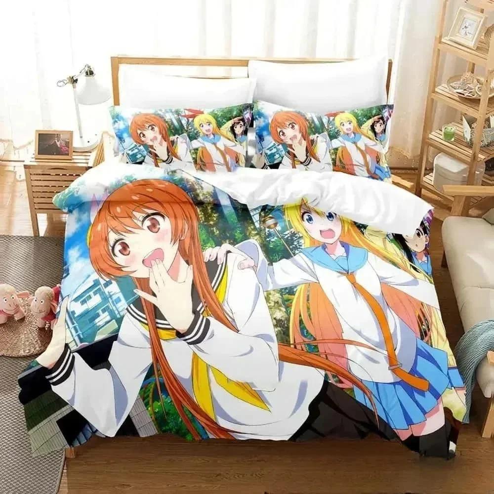 3D Print Anime Nisekoi False Love Beding Set Young Boys Young Girls Twin Quen King-Sized Dimensionsd Dimensions Soft Duvet Cover Pilowcase Bed boys