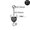 European & American Style G23 Titanium Zircon Devil Belly Button Ring, 14G Body Piercing Jewelry