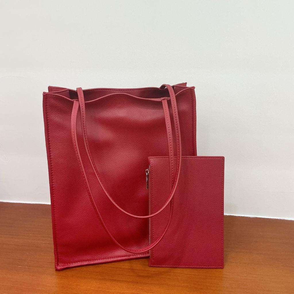 25 Minimalist Style The*row Top Layer Cowhide Small Crowd Single Leather Handbag Large Capacity Casual Travel Bag Trend