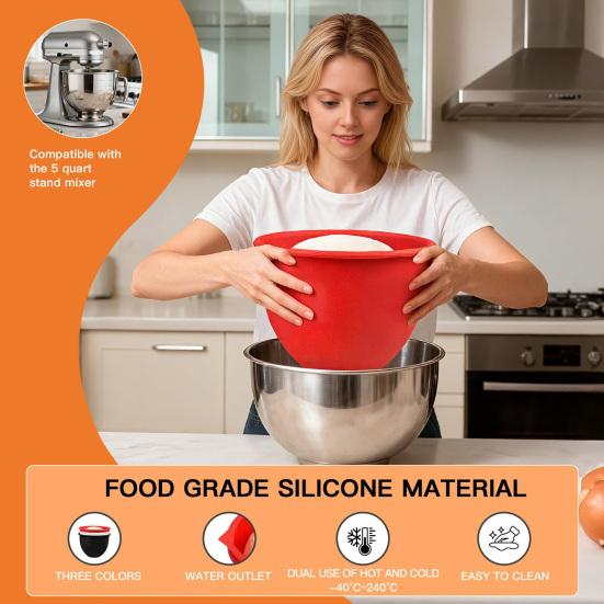 Silikonové vložky pro mixéry Kitchenaid 5 Qt Žáruvzdorná vložka do mísy Opakovaně použitelná náhradní mísa do mixéru Všestranné pekařské a kuchařské příslušenství