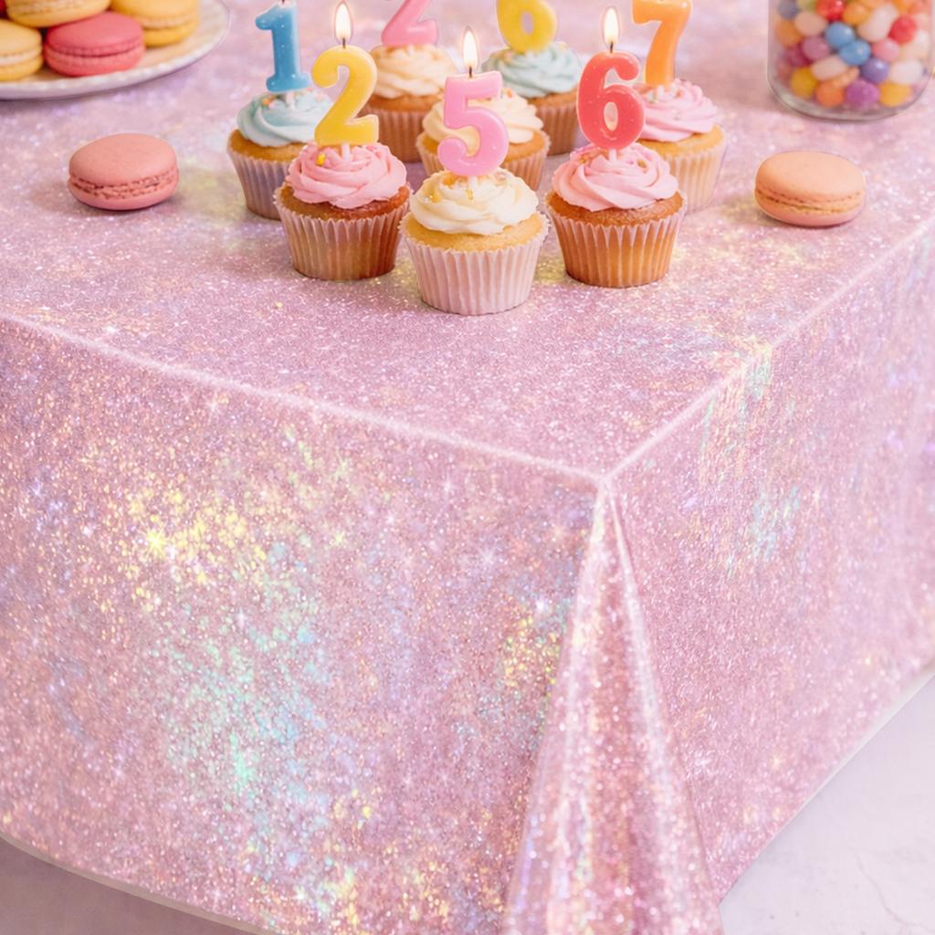 Pink Laser Disposale Tablecloth Happy Birthday Party Decorations Wedding Party Aluminum Foil Table Cover Baby Shower Supplies