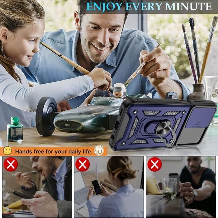 Coque pour Samsung Galaxy A13 5G Bleu Marine Antichoc Renforcé Anneau Arrière + 2 Verres Trempés