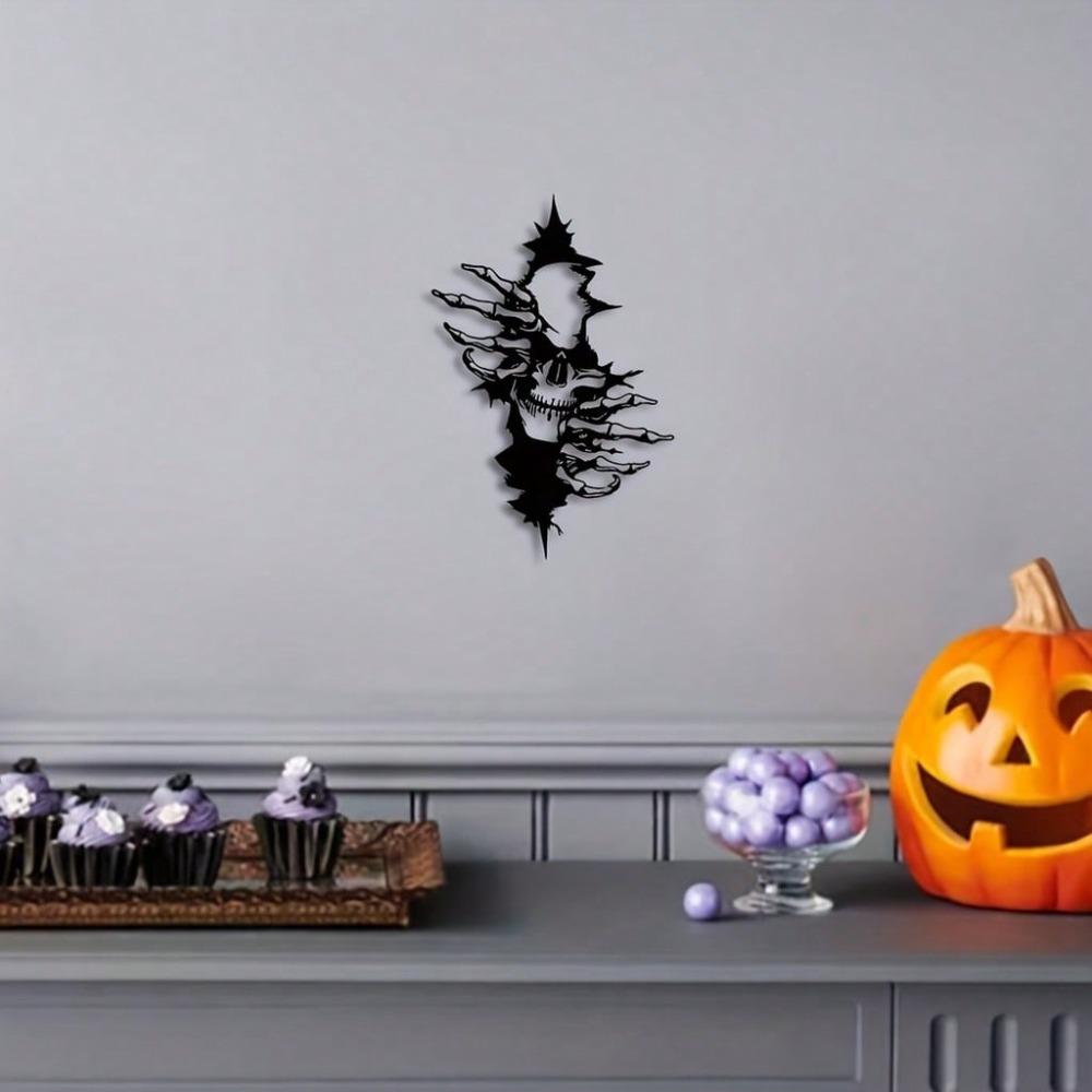 Metal Wall Art Gothic Skull Decor Black Home Hanging Indoor Room Decoration TY4377