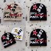 Fashion Knit Hat With Star And Letter Embroidery Design For Casual Wear