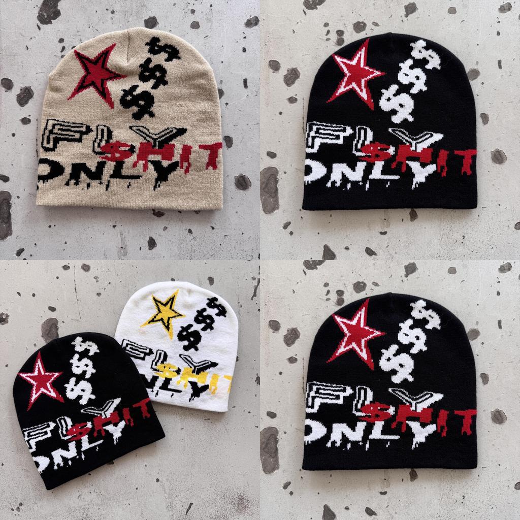 Fashion Knit Hat With Star And Letter Embroidery Design For Casual Wear