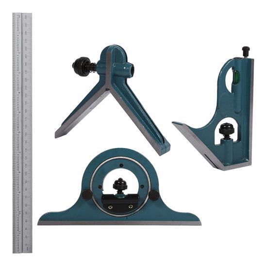 1x Edelstahl Universal Schmieße 180 Grad Winkel Kombinationswinkelmesser Lineal Set