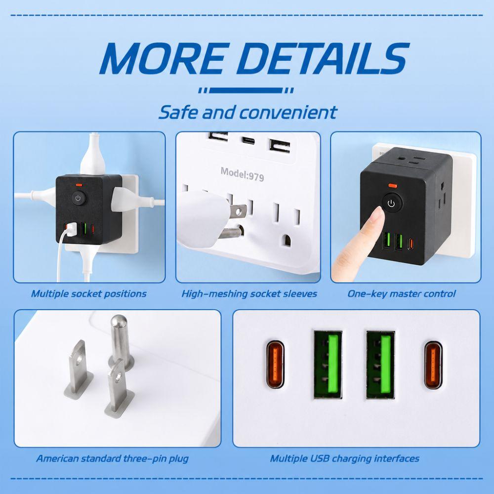Surge Protector Outlet Extender Overload Protection Wall Adapter Professional Power Strip Home