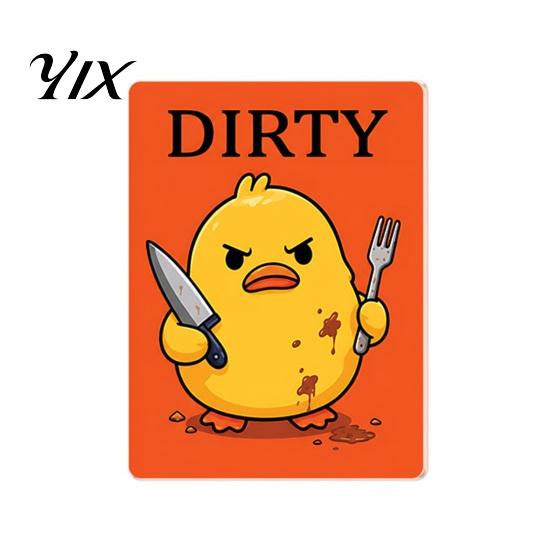 Easy Flip Dishwasher Indicator Clean Dirty Magnet, Acrylic Cartoon Animal Sign, Status Reminder Double-Sided & Magnet for Kitchen Decoration