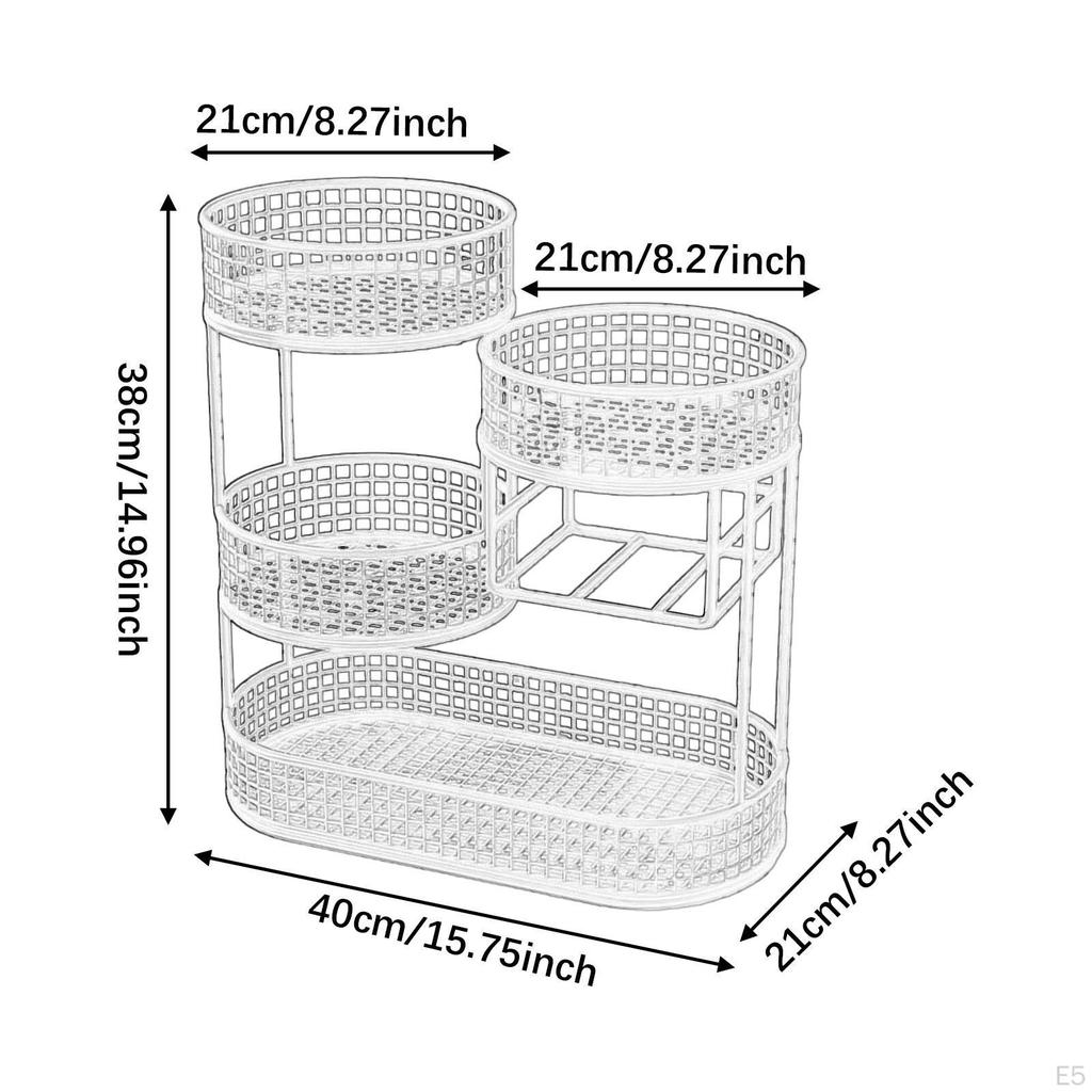 Countertop Fruit Basket 4 Tier Space Saving Container Large Capacity Serving Tray Vegetables Storage