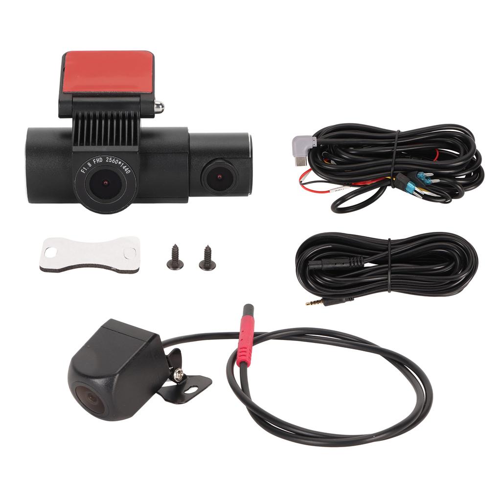 3 Channel Dash Cam Front Rear Inside View 2K 1080p Night Vision Loop Recording Parking Monitoring Driving Recorder