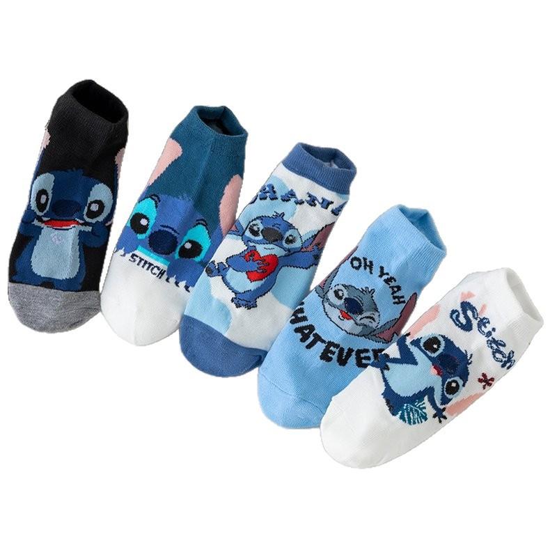 Confezione da 5 Paia Calzini Disney Stitch Rete Estiva Morbidi Traspiranti Ultra Sottili Non Appiccicosi Stile Carino