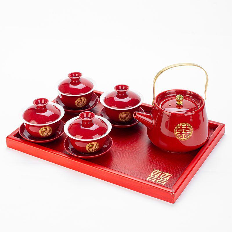 Wedding Tea Set: Complete Cup & Pot Set with Joyful Bowl, Ideal Gift for Newlyweds.