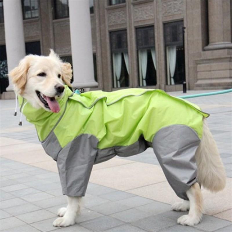 Waterproof 4-Leg Dog Raincoat With Hood Medium To Large Breeds Golden Retriever Samoyed Alaskan Malamute