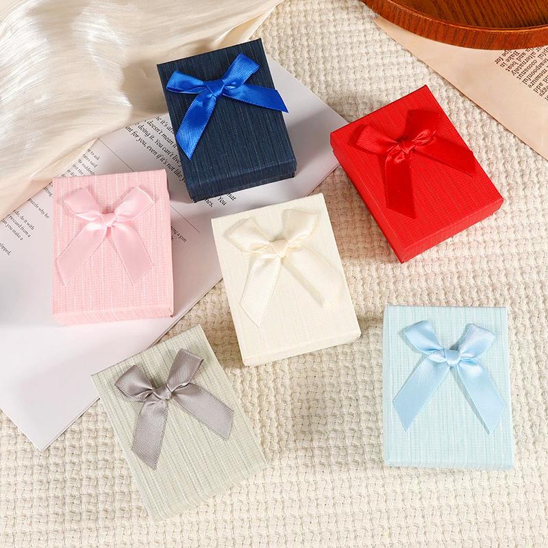 1Pc Cardboard Earring With Sponge Inside Ring Bow Bracelets Gift Box Rectangle Jewelry Set Necklace Packaging Boxes