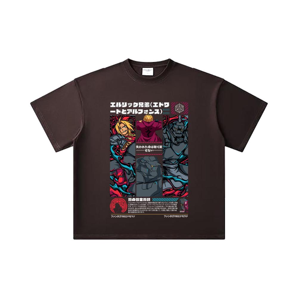 260 GSM Double Yarn 32 Count 100% Cotton Fullmetal Alchemist V3 Print Unisex Heavy Cotton T Shirt… More