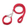 Eight Strand Nylon Braided Dog Leash and Collar Set Thick Bite Resistant Anti Pull Heavy Duty for Medium Large Dogs Walking