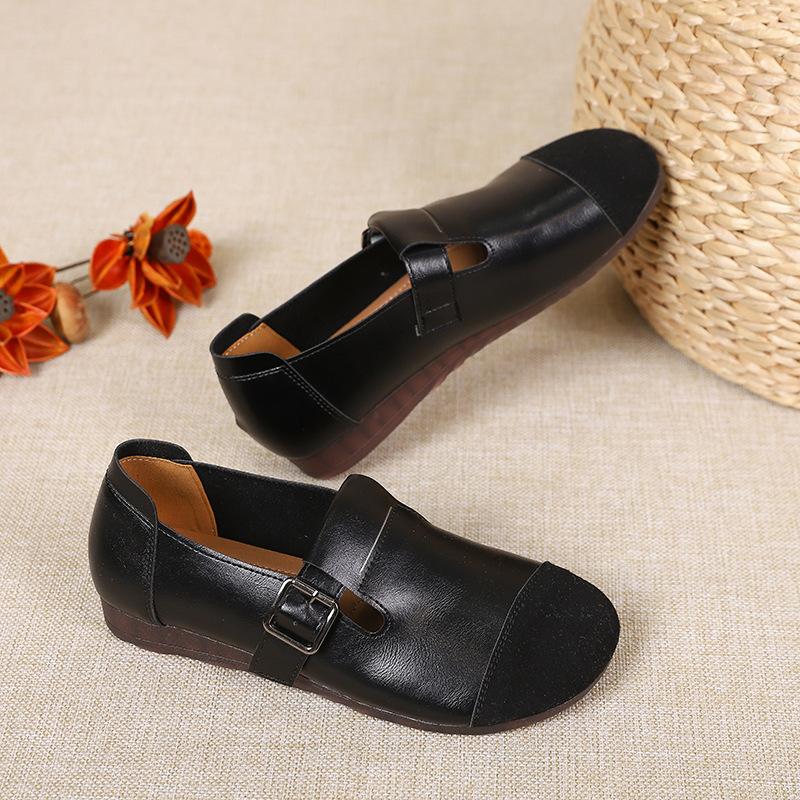 New middle-aged and old mother shoes, women's beef tendon sole, flat bottom, shallow mouth, Doudou shoes, one pedal, lazy women's single shoes