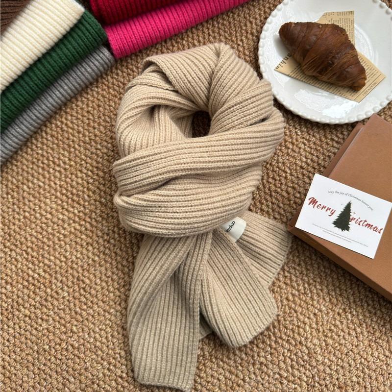Scarf women's winter new red autumn and winter high-end atmosphere Christmas soft waxy knitted wool scarf