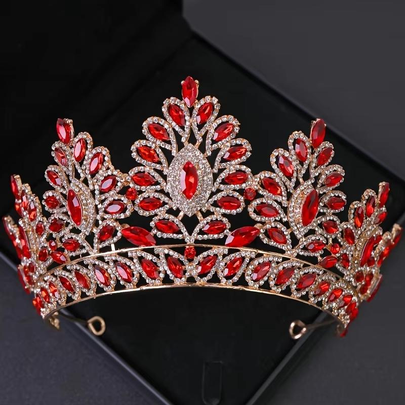 Corona Nuziale di Cristallo di Lusso Tiara da Sposa Barocca con Strass Copricapo Diadema da Regina Accessori per Banchetto Compleanno Matrimonio