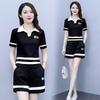 Women's 2024 Summer Stylish Korean Polo Lapel Short-Sleeve Shorts Set
