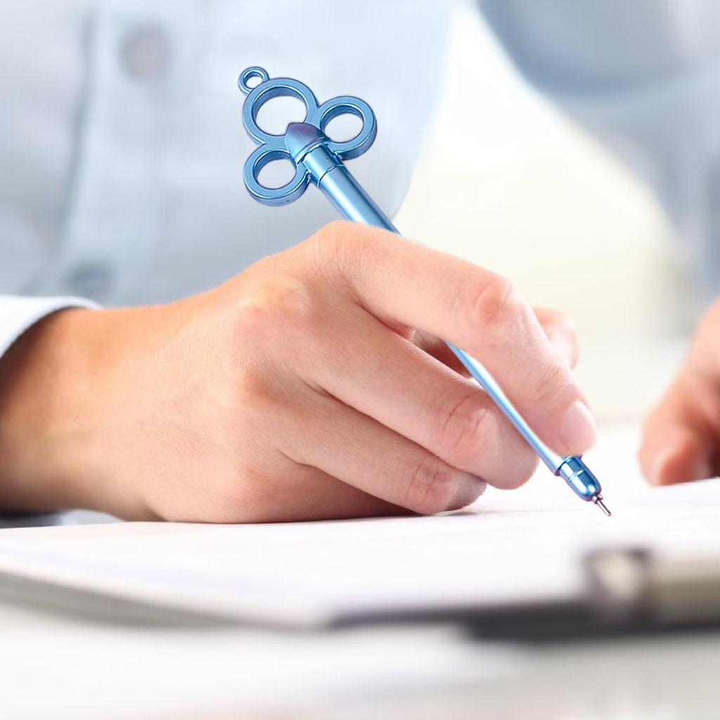 6Pcs Vintage Key Shaped Gel Ink Pen 0.38MM Needle Tip Smooth To Write Novelty Gel Pen Stocking Fillers for Student