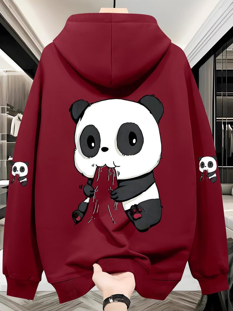 China Panda Spring and Autumn Hooded Sweater Loose Versatile Casual Top Men's Shirt