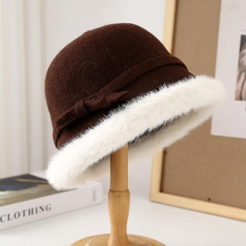 Fashion Plush Hat Women's Autumn and Winter Rough Edge Bucket Hat Thickened Warm Ear Protector Basin Hat Bucket Hat