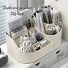 Multi-Functional 2-in-1 Desk Organizer Rotating Storage Box Large Capacity Office Supplies Stationery Markers Cosmetic Organizer